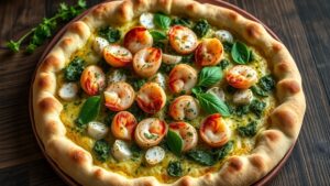 Deniz Mahsullü Pesto Soslu Lüks Pizza