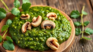 Fesleğen ve Cevizli Kestane Mantarı Pesto
