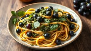 Fesleğenli Cevizli Kara Üzüm Pestolu Linguine