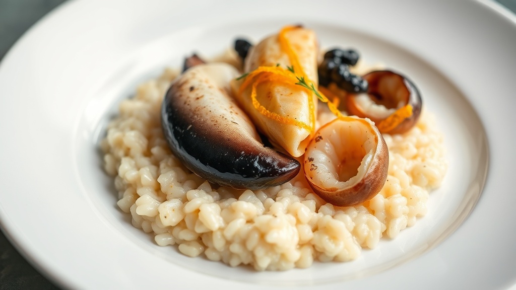 Portakal ve safran aromali deniz urunlu risotto 1776236509