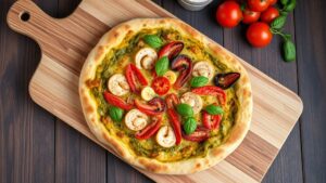 Renkli Sicilya Pesto'lu Deniz Mahsüllü Pizza