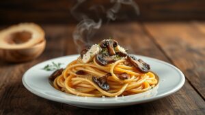 Trüflü Mantar Soslu Keçi Peynirli Fettuccine