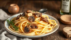 Trüflü Mantarlı Keçi Peynirli Fettuccine