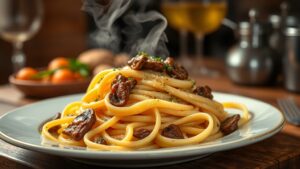 Trüflü Mantarlı Krema Soslu Fettuccine