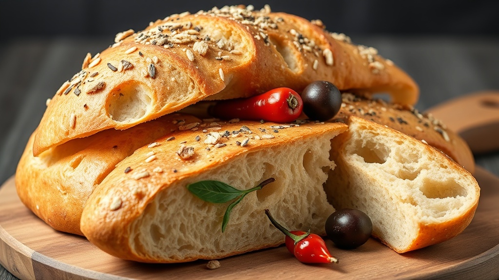 Zeytinli ve biberli ev yapimi rustik ciabatta ekmegi 1776690071