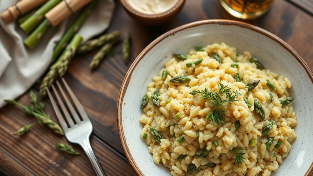 Asparaguslu klasik italyan risotto geleneksel pirinc soleni 1780167983