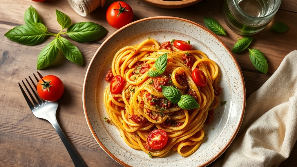 Guney italyanin gizli lezzeti sicilya usulu pesto rosso makarna 1778936516