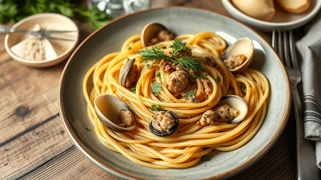 Nefis liguria usulu spaghetti alle vongole deniz kenarinda sofra 1778655648