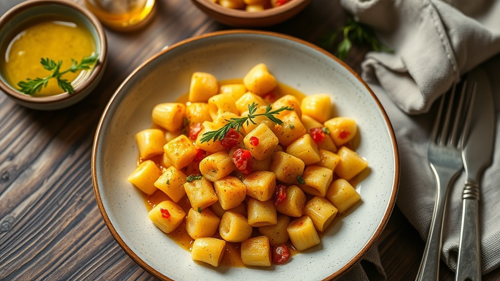 Sardegnanin geleneksel lezzeti safran soslu malloreddus gnocchetti corbasi 1778310064