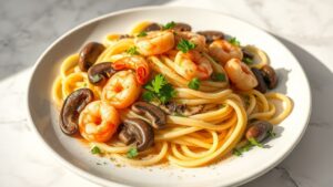 Trüflü Mantarlı Karides Fettuccine