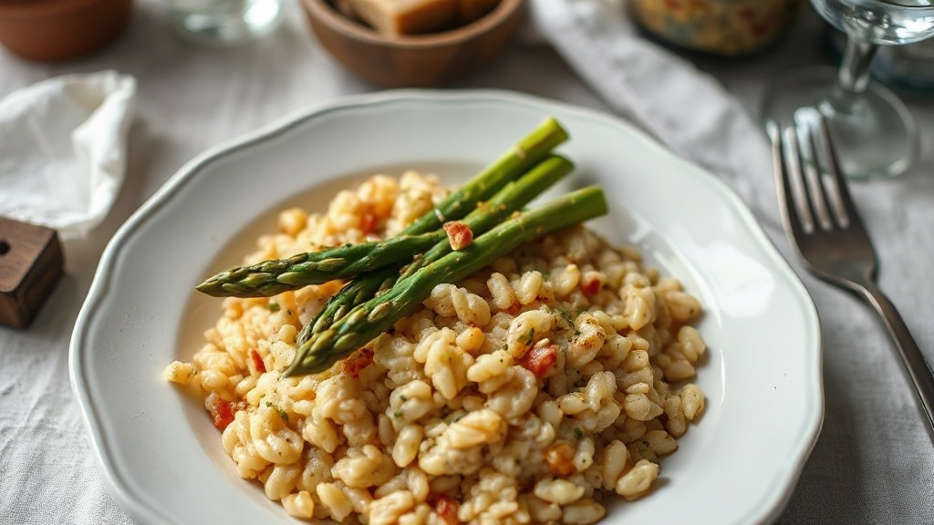 Asparaguslu italyan risotto kuzey italyanin geleneksel lezzeti 1780578366